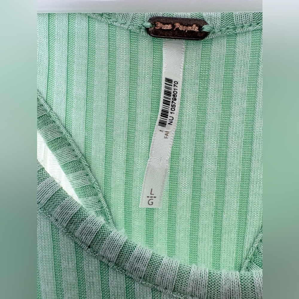 Free People, Light Green Fit-and-Flare Cotton Blend Dress, Size Large 12 -14 - Picture 12 of 12
